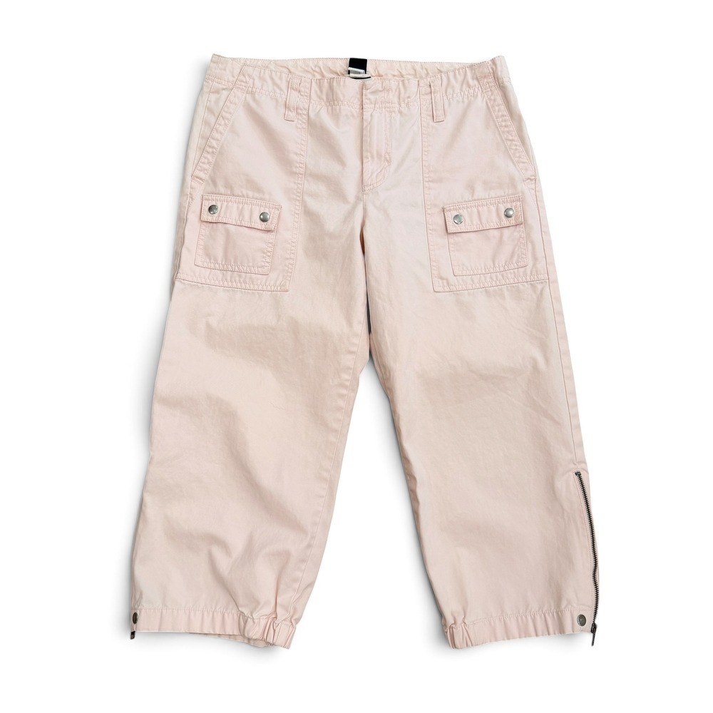 Gap Women Light Pink Cotton Cargo Capri Pants Size 12 Cropped Utility Trousers